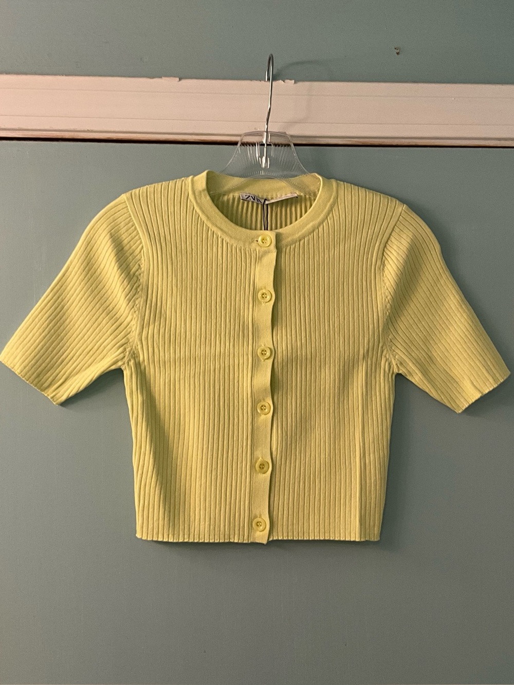 NWT Zara Lime Green Ribbed Cardigan